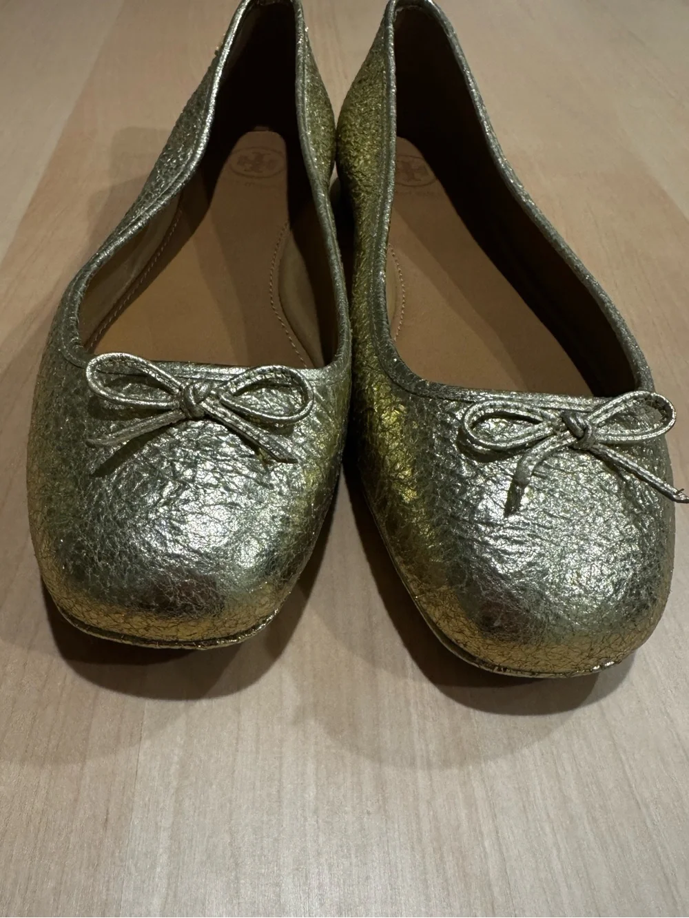 Tory Burch Metallic Gold Ballet Flats with Bow